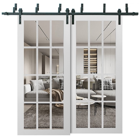 Sartodoors Barn Bypass Interior Door, 36" x 84", White FELICIA3355BBB-BEM-3684